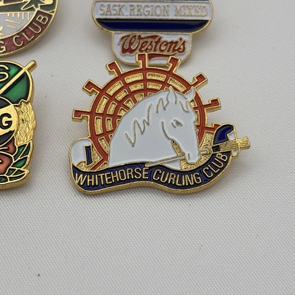 Lot Of 6 Curling Club‎ Canada Weston's Pitkerro Whitehorse Olds Lapel Hat Pins